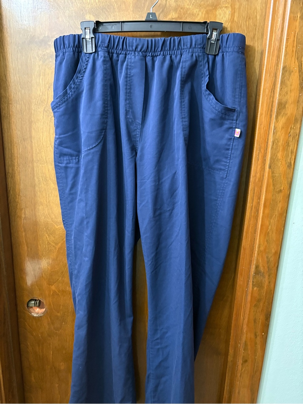 Urbane Navy Elastic-Waist straight leg scrub Pants XL